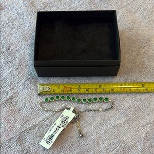 Green and Silver Bracelet- faux emeralds